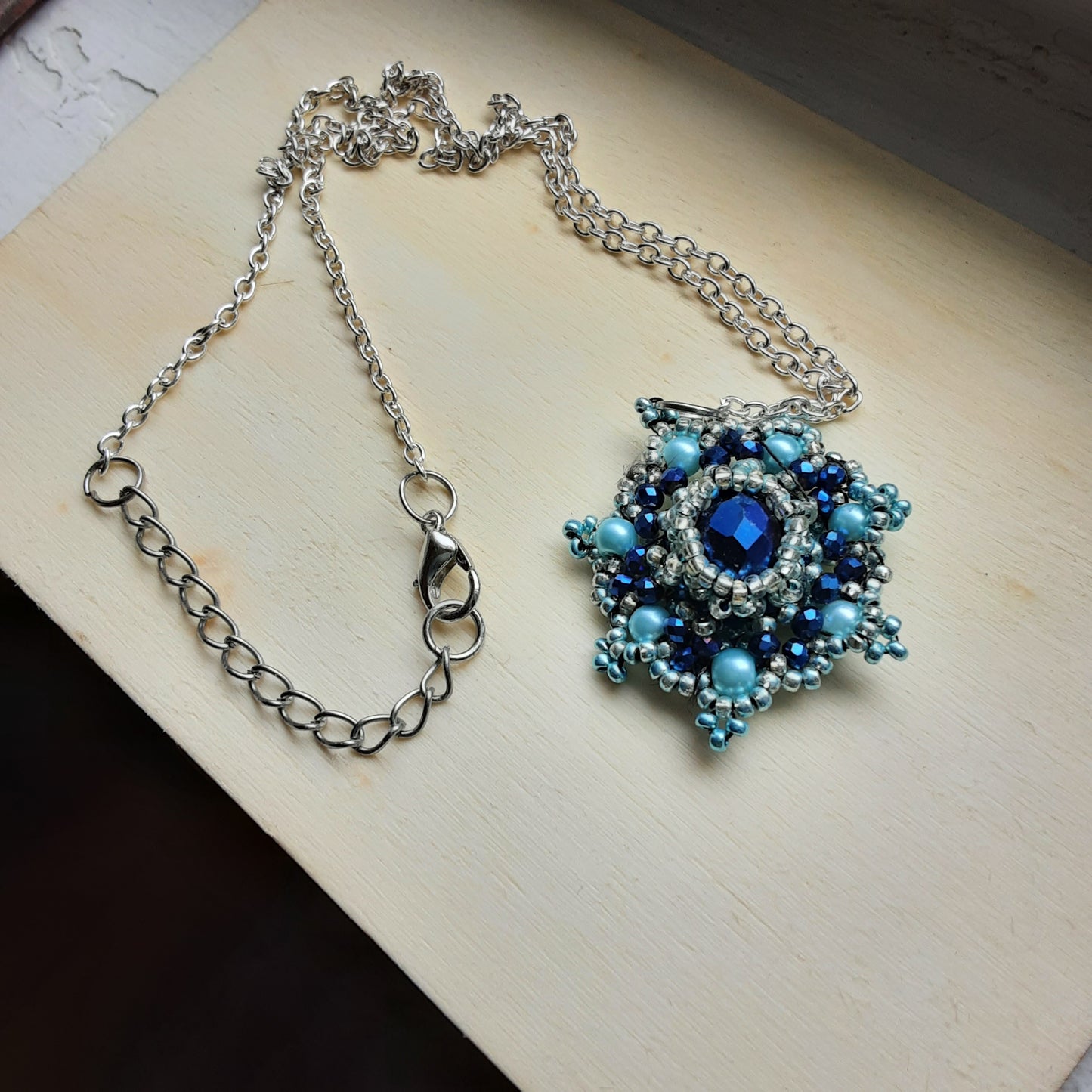 Blue flower necklace