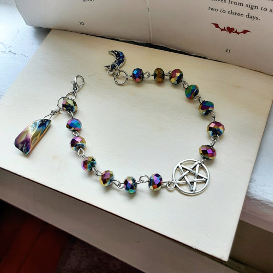 Goddess Iris Prayer bracelet with rainbow crystal
