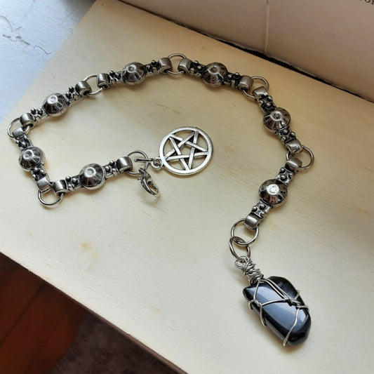 Pentacle and Obsidian prayer bracelet