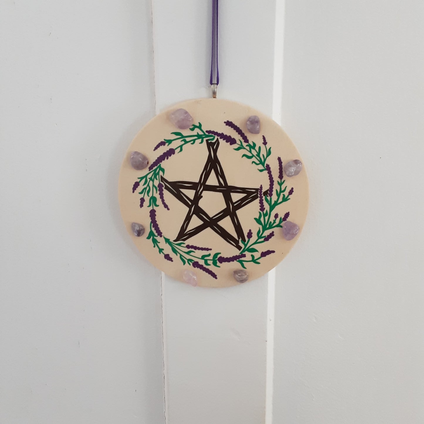 Pentacle and Amethyst wall hanging