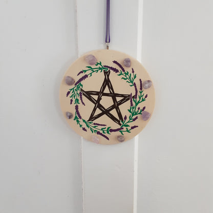 Pentacle and Amethyst wall hanging