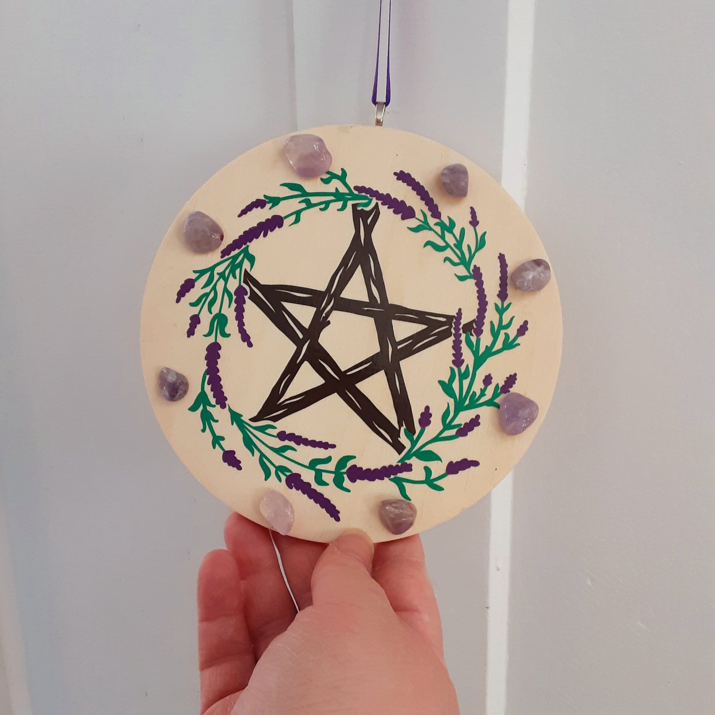 Pentacle and Amethyst wall hanging