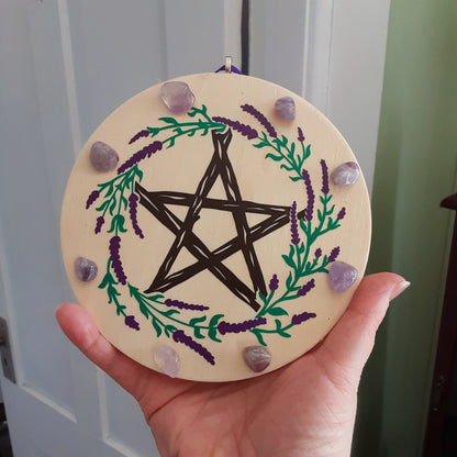 Pentacle and Amethyst wall hanging