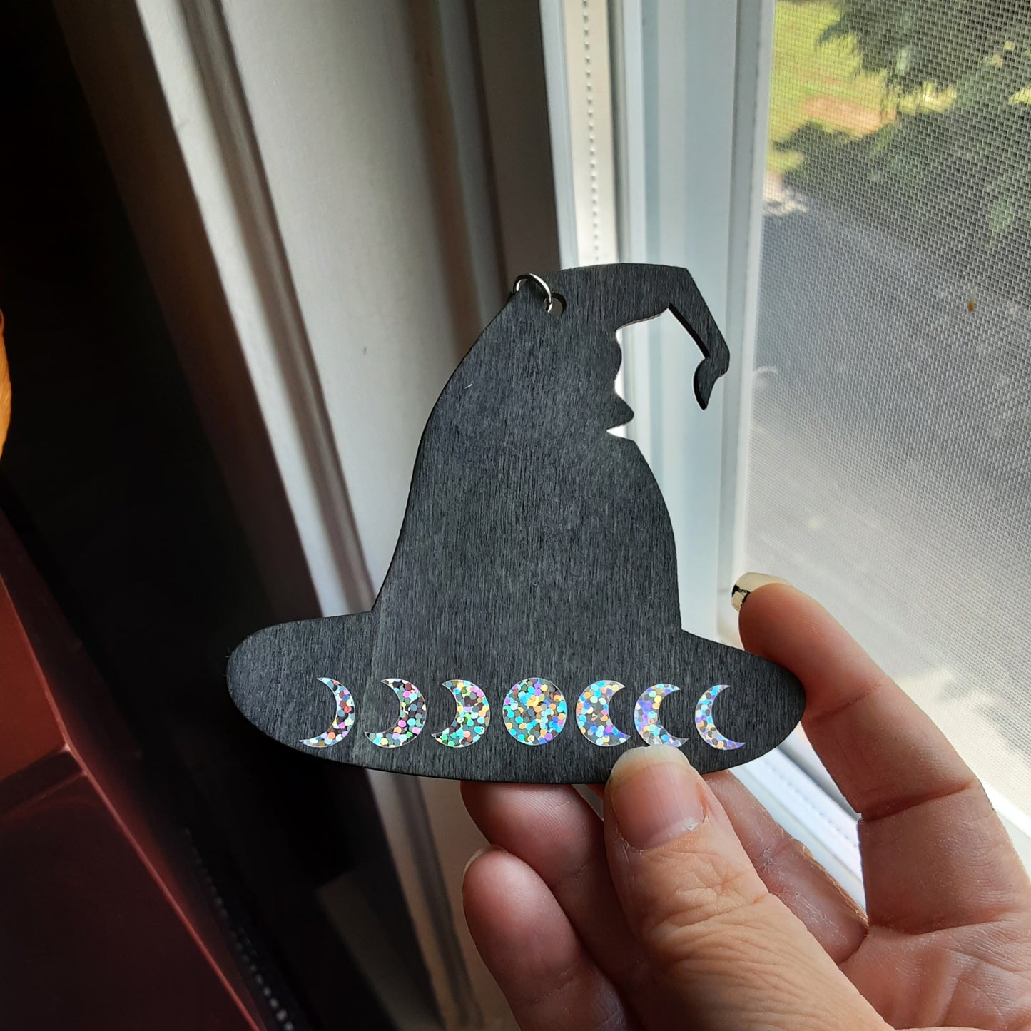 Moon phase witch hat wall hanging