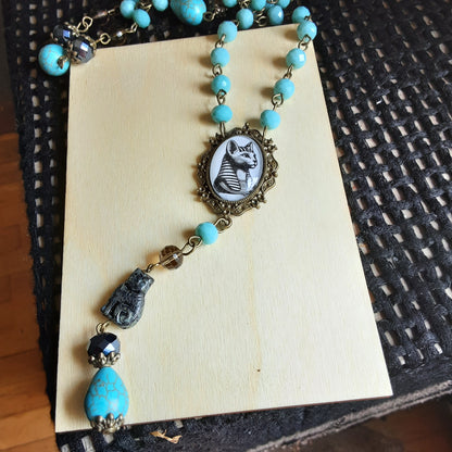 Bastet rosary, Egyptian Cat Goddess prayer beads