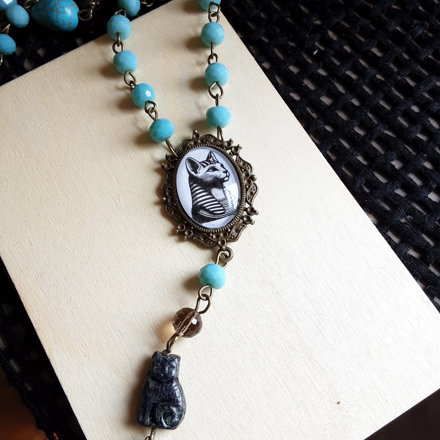 Bastet rosary, Egyptian Cat Goddess prayer beads