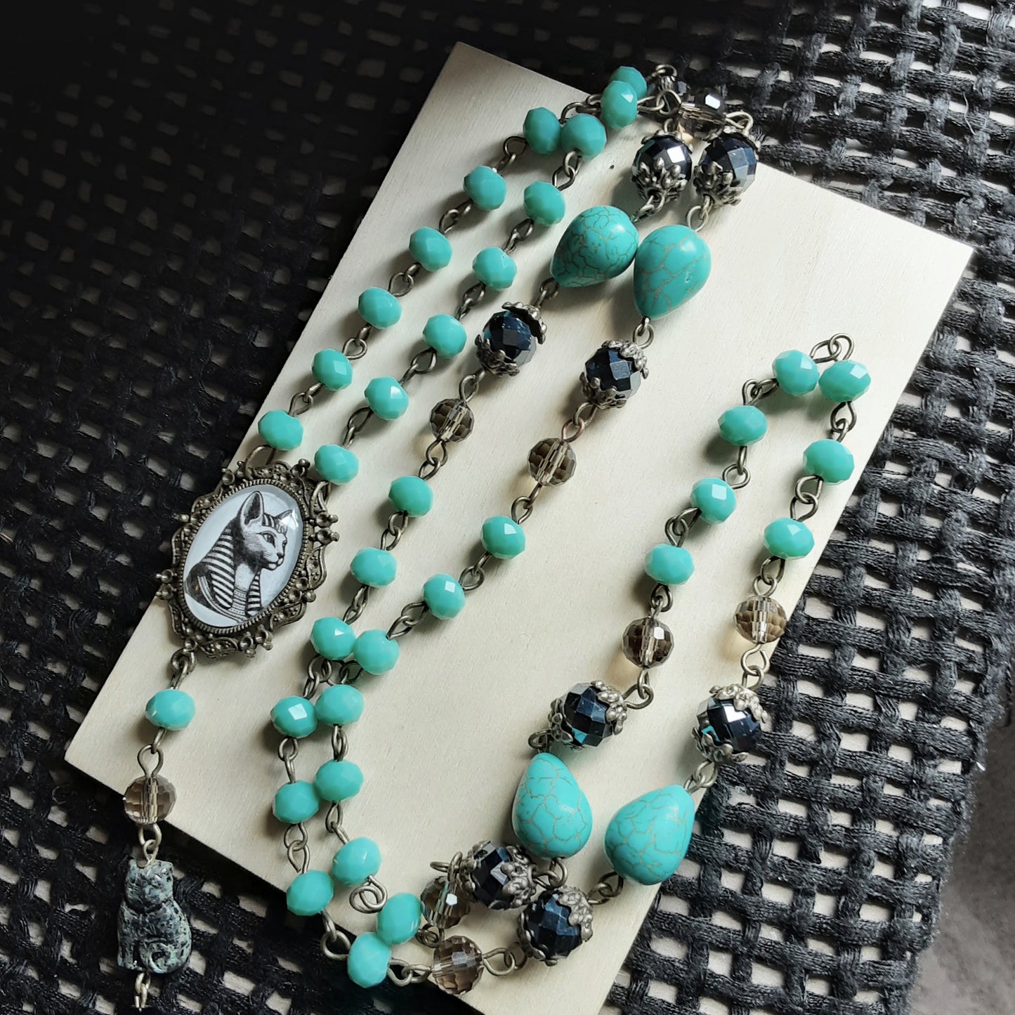 Bastet rosary, Egyptian Cat Goddess prayer beads