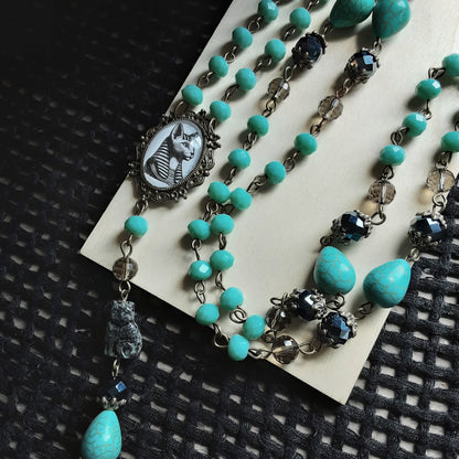 Bastet rosary, Egyptian Cat Goddess prayer beads