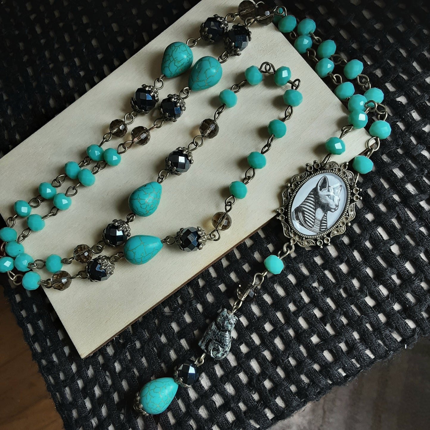 Bastet rosary, Egyptian Cat Goddess prayer beads