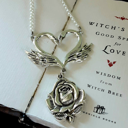 Aphrodite Swan and Rose necklace