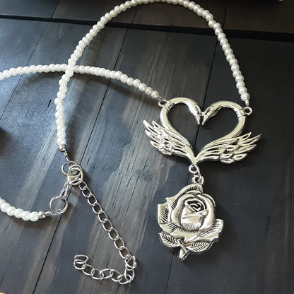 Aphrodite Swan and Rose necklace