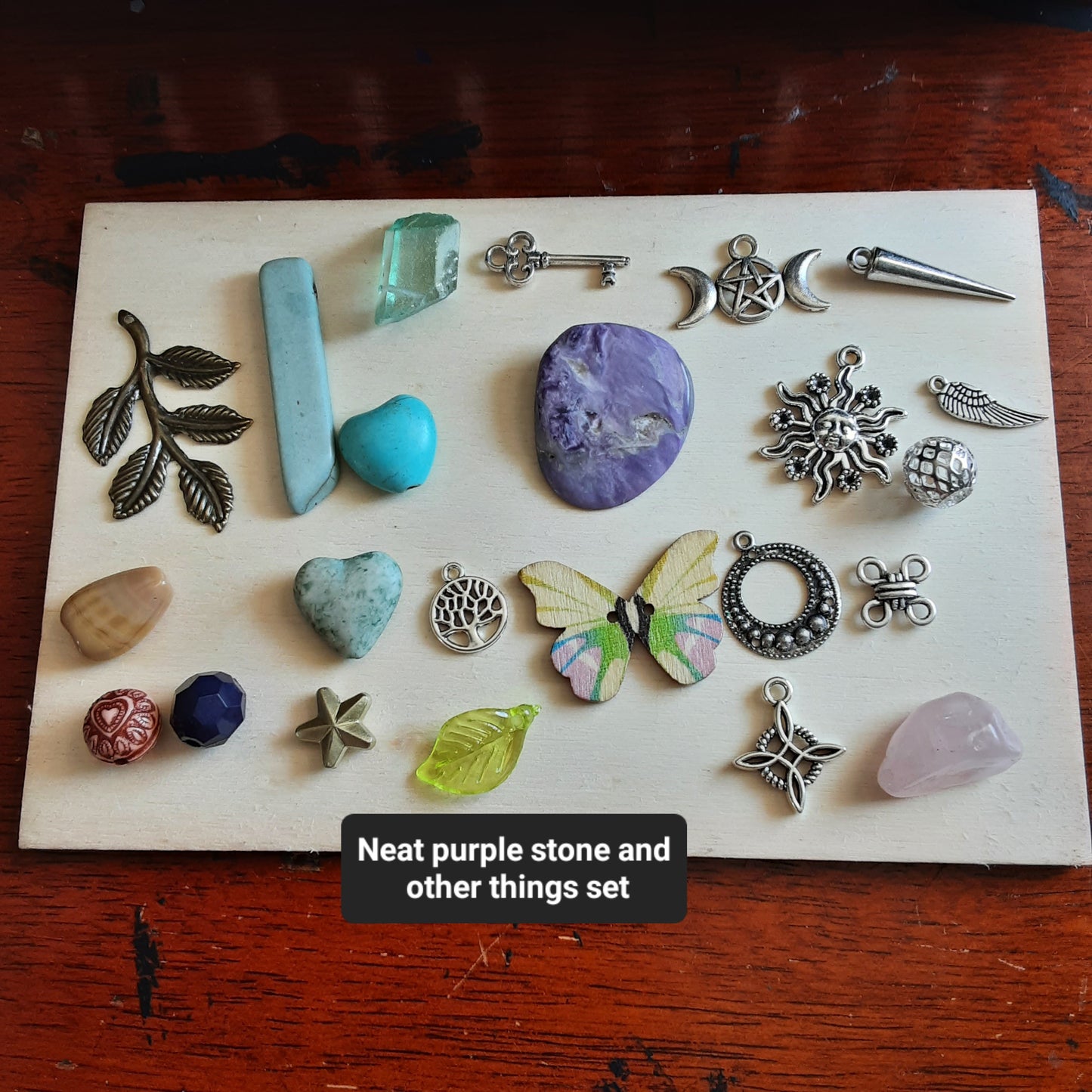 Neat purple stone and other things charm casting set