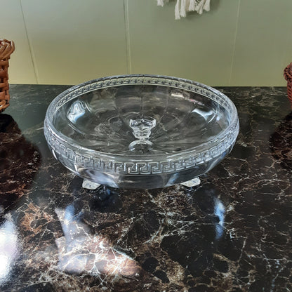 Greek key glass offering bowl