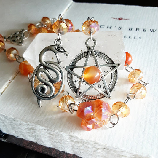 Loki prayer beads with orange crystal