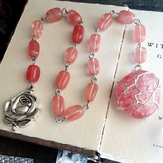 Aphrodite prayer beads with Cherry Quartz