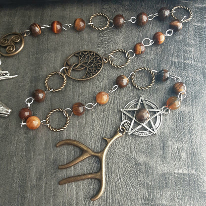 Cernunnos prayer beads with Tiger Eye