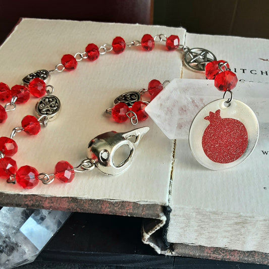 Persephone prayer beads with glitter pomegranate