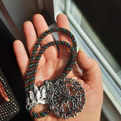 Tree of life bead stitched necklace