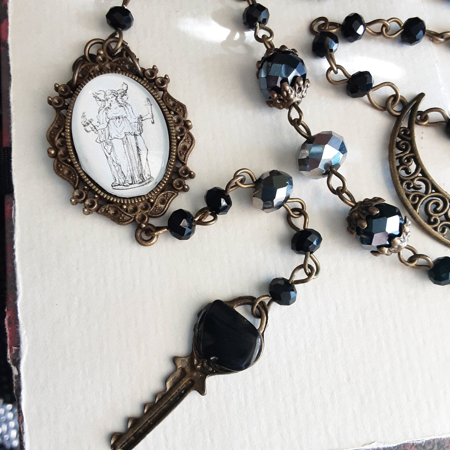 Hekate prayer beads with Obsidian key