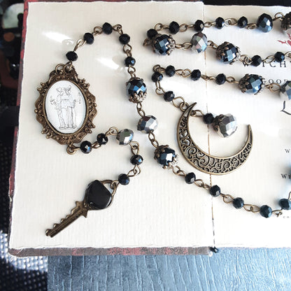 Hekate prayer beads with Obsidian key