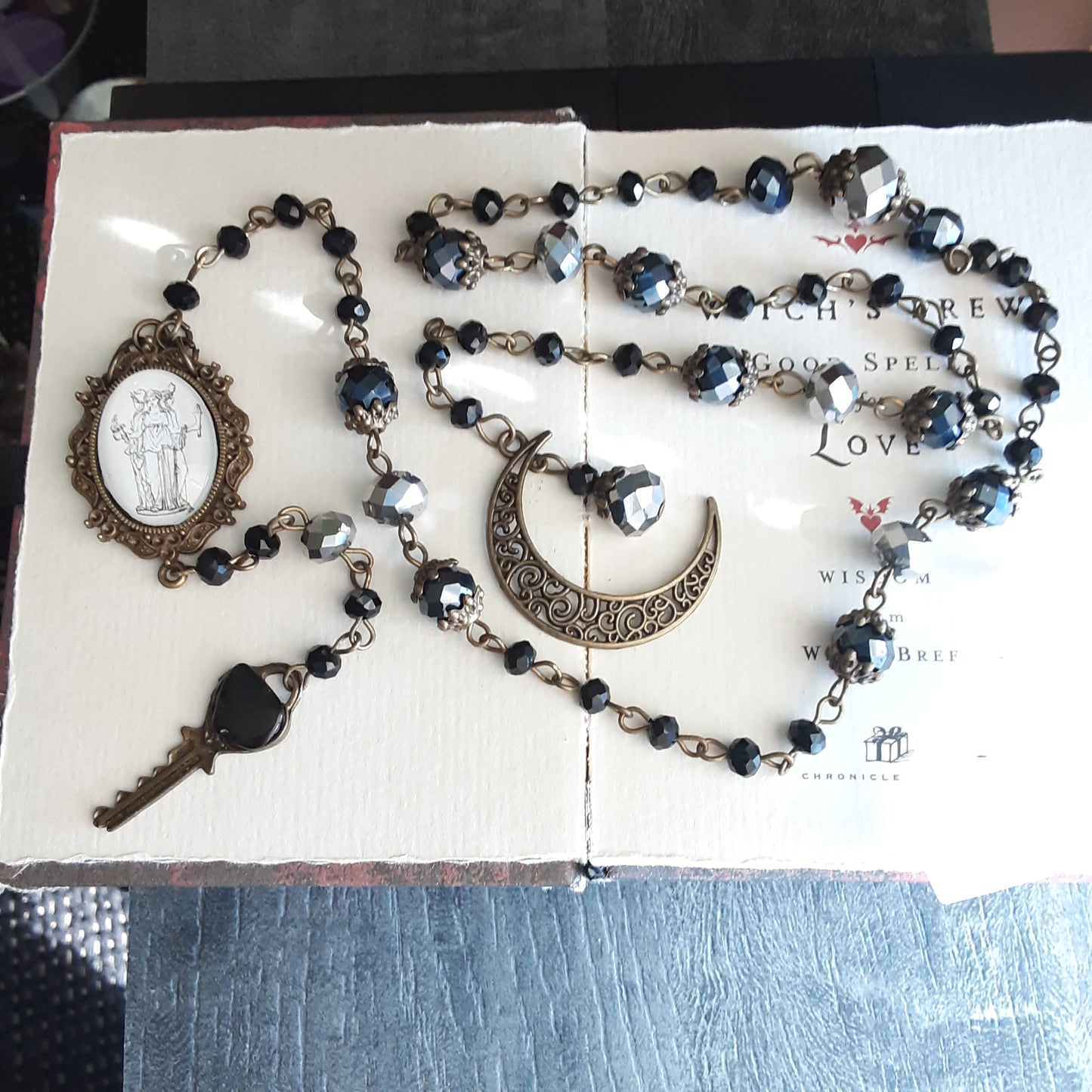 Hekate prayer beads with Obsidian key