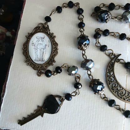 Hekate prayer beads with Obsidian key