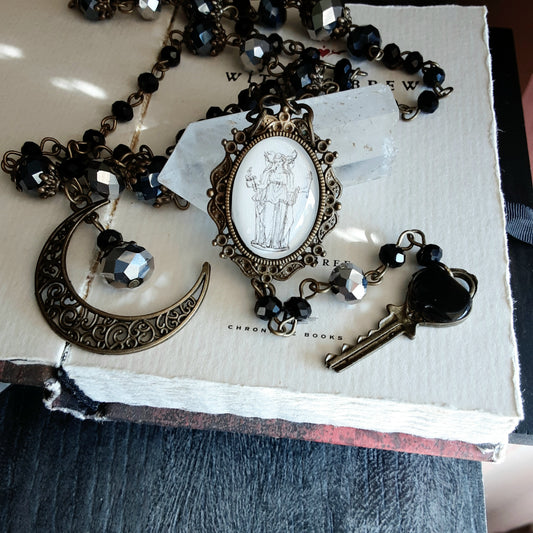 Hekate prayer beads with Obsidian key