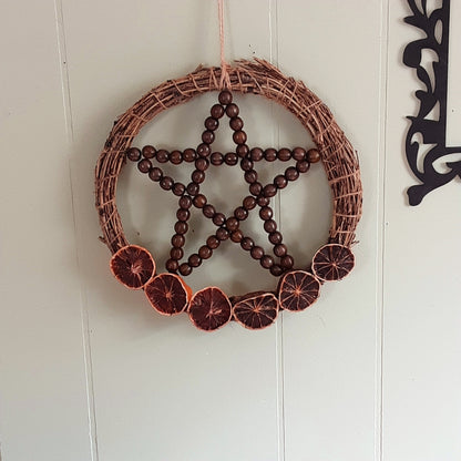 Pentacle and citrus wreath 10 inch