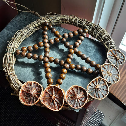 Pentacle and citrus wreath 10 inch