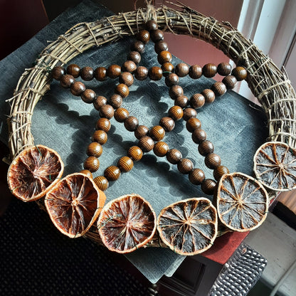 Pentacle and citrus wreath 10 inch