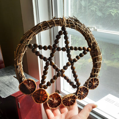 Pentacle and citrus wreath 10 inch