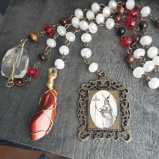 Athena prayer beads with red Jasper