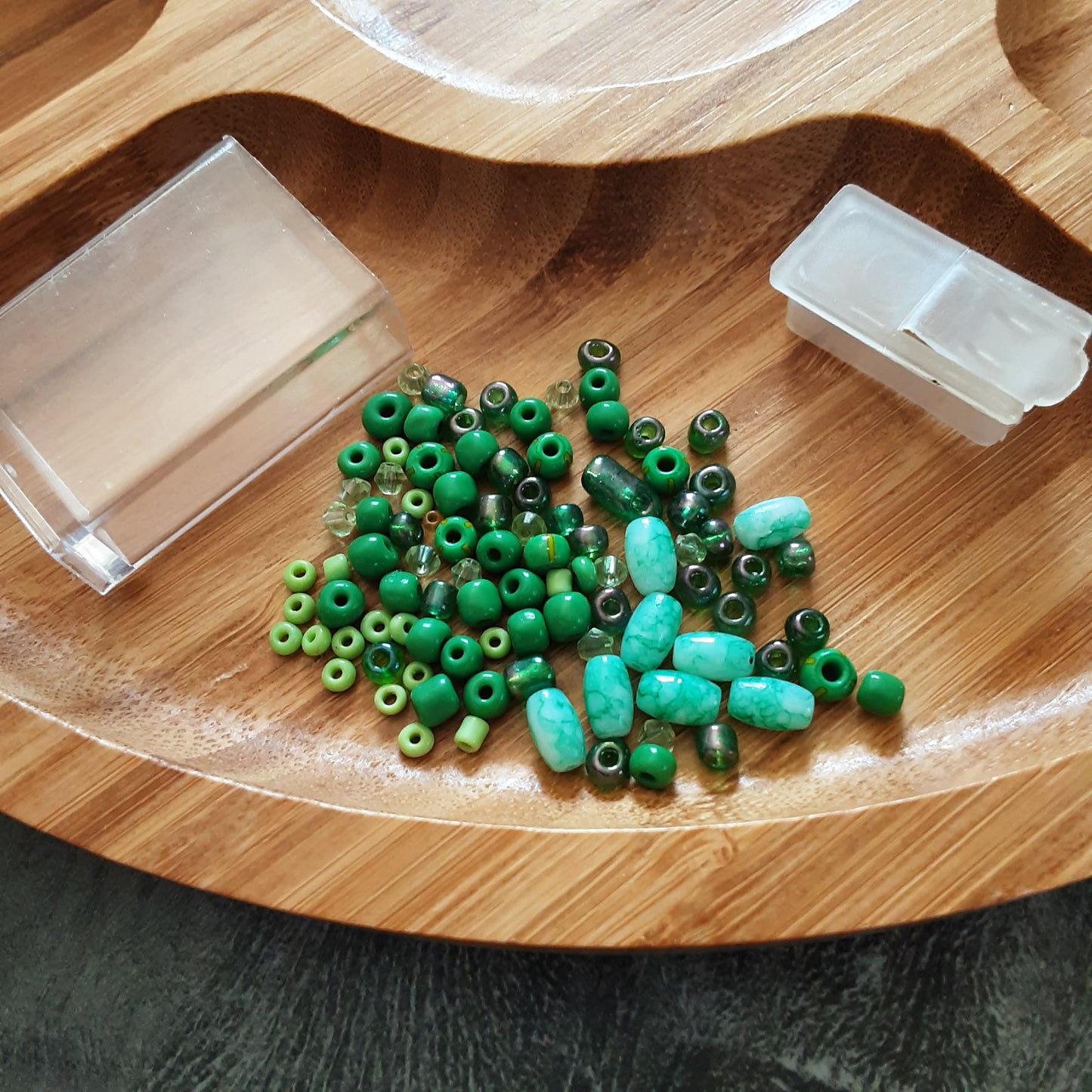 Butterfly and green bead lot