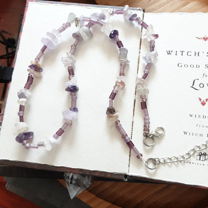 Fluorite gemstone chip necklace