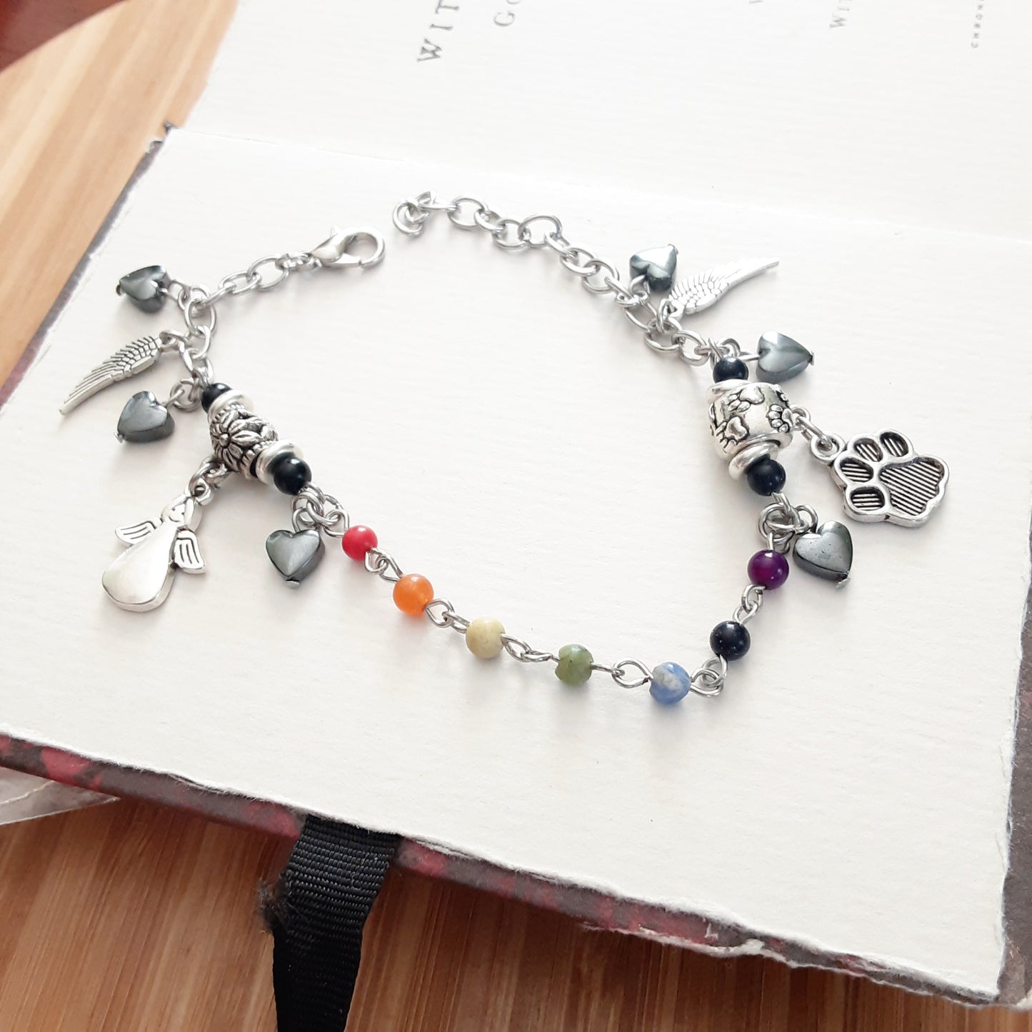 Rainbow bridge bracelet-silver paw