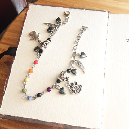 Rainbow bridge bracelet-silver paw