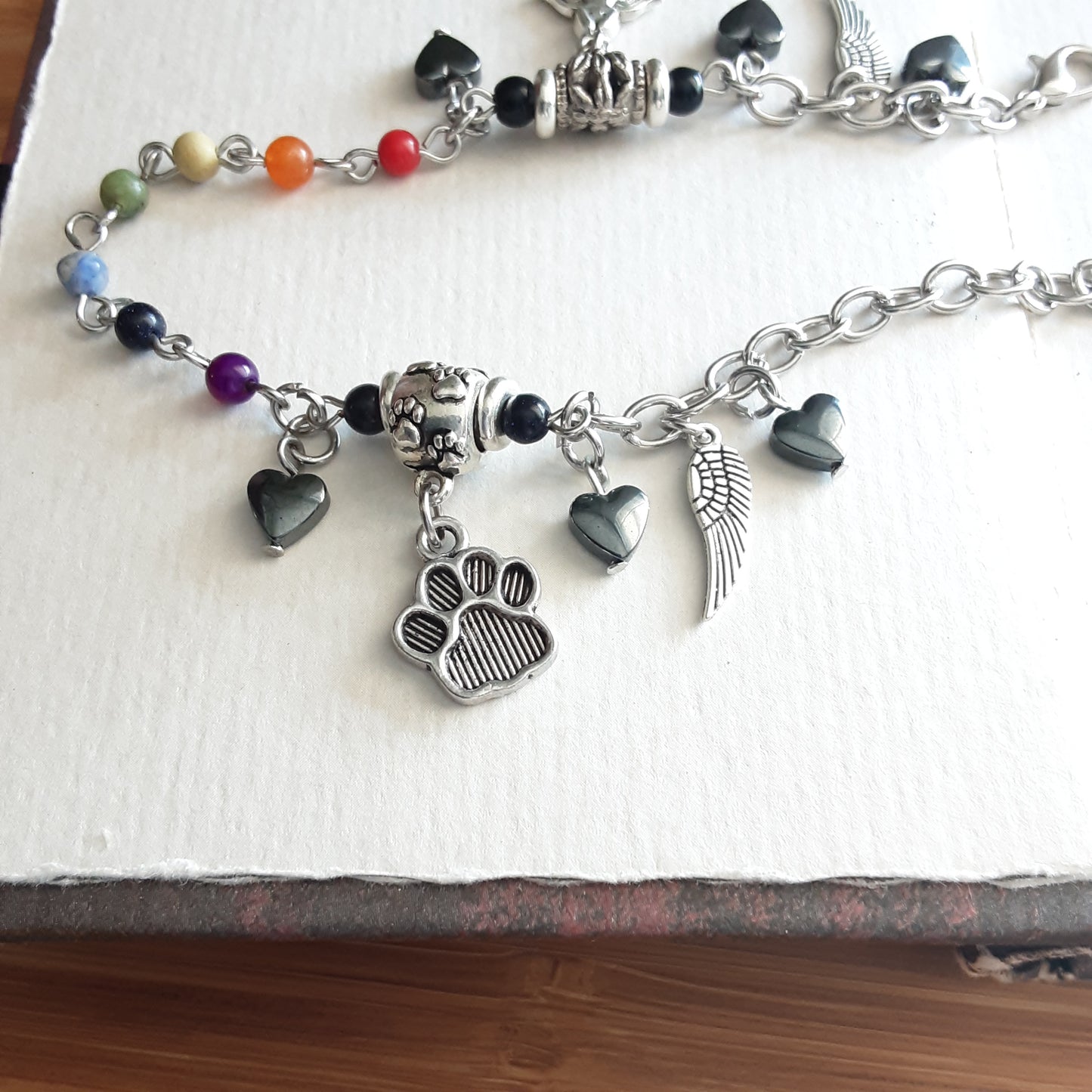 Rainbow bridge bracelet-silver paw