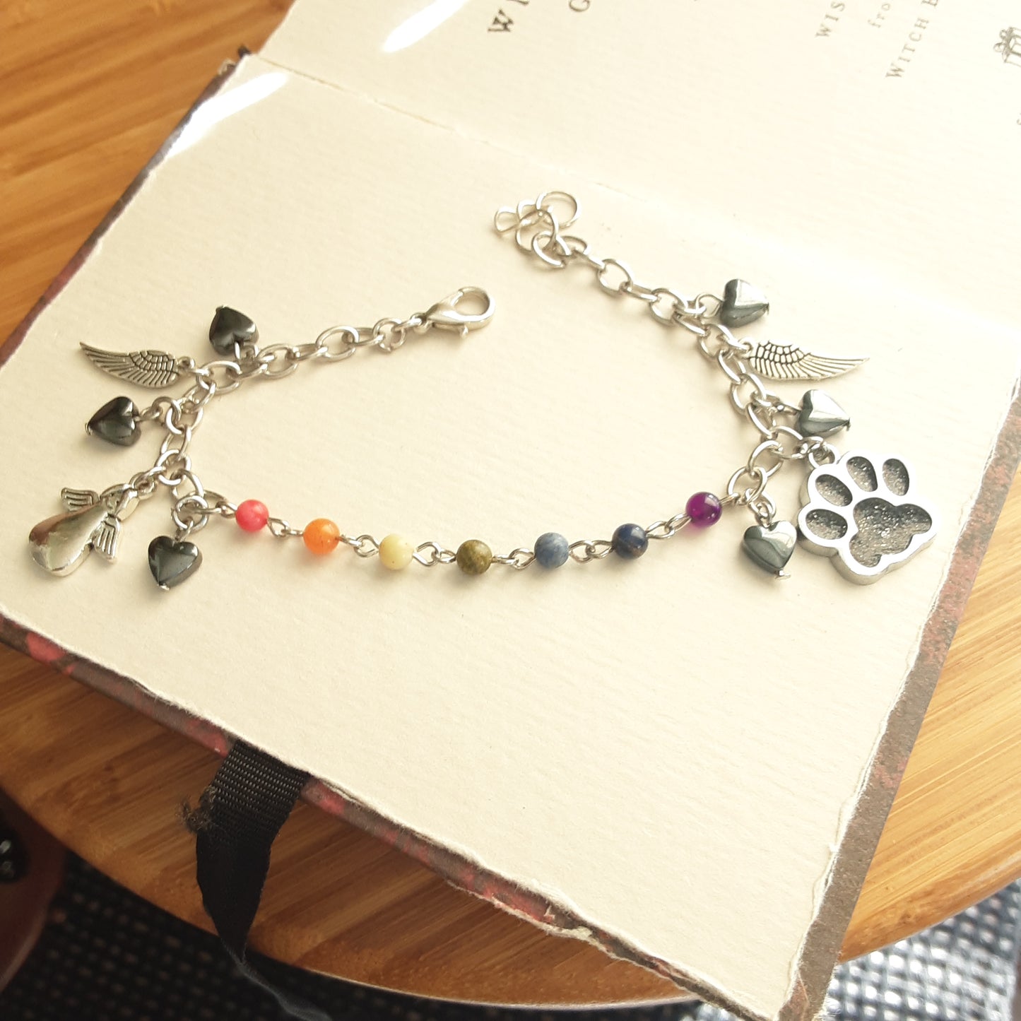 Rainbow bridge bracelet-glittery black paw