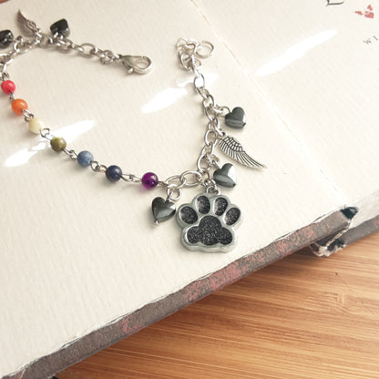 Rainbow bridge bracelet-glittery black paw