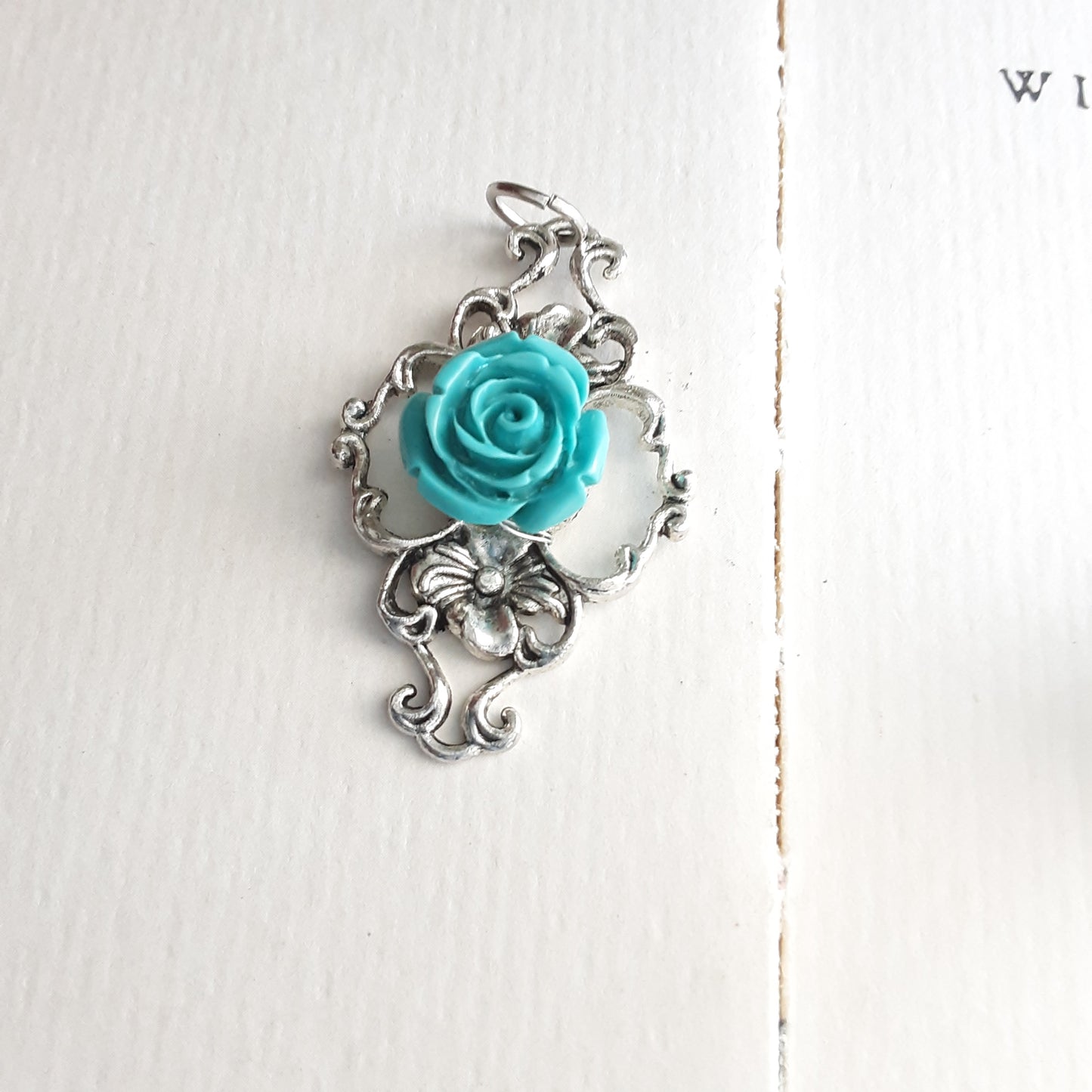 Blue rose pendant