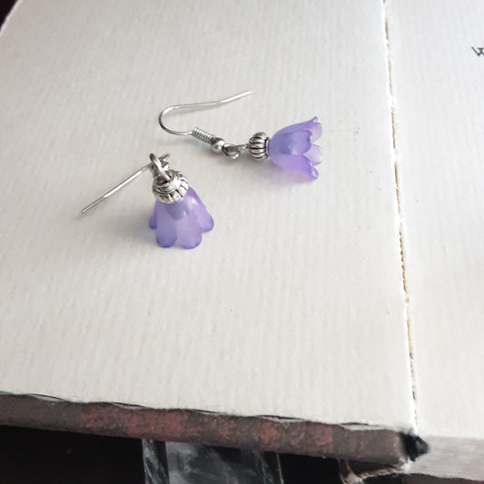 Purple flower earrings