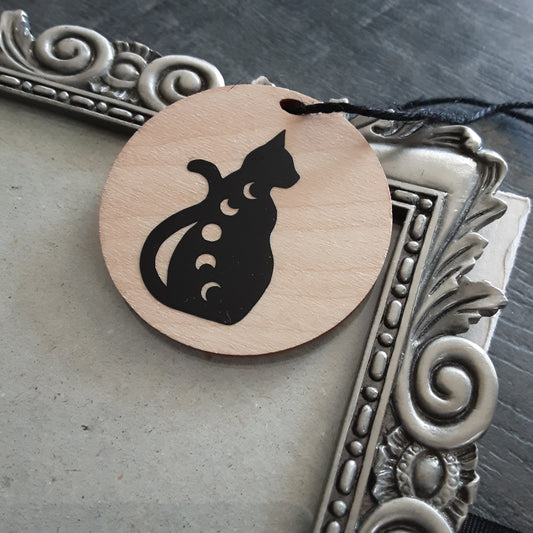 Cat with moon phase ornament