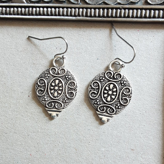 Silver decorative earrings, style 2