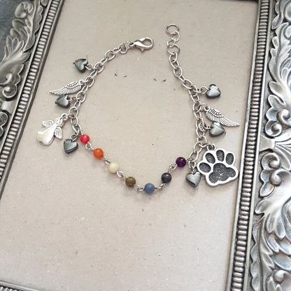 Rainbow bridge bracelet-glittery black paw