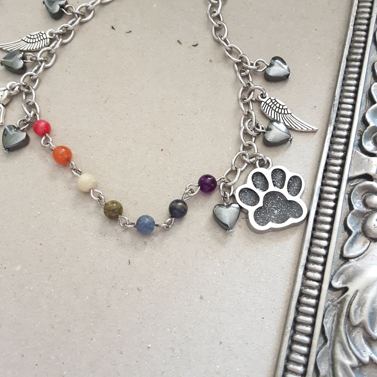 Rainbow bridge bracelet-glittery black paw