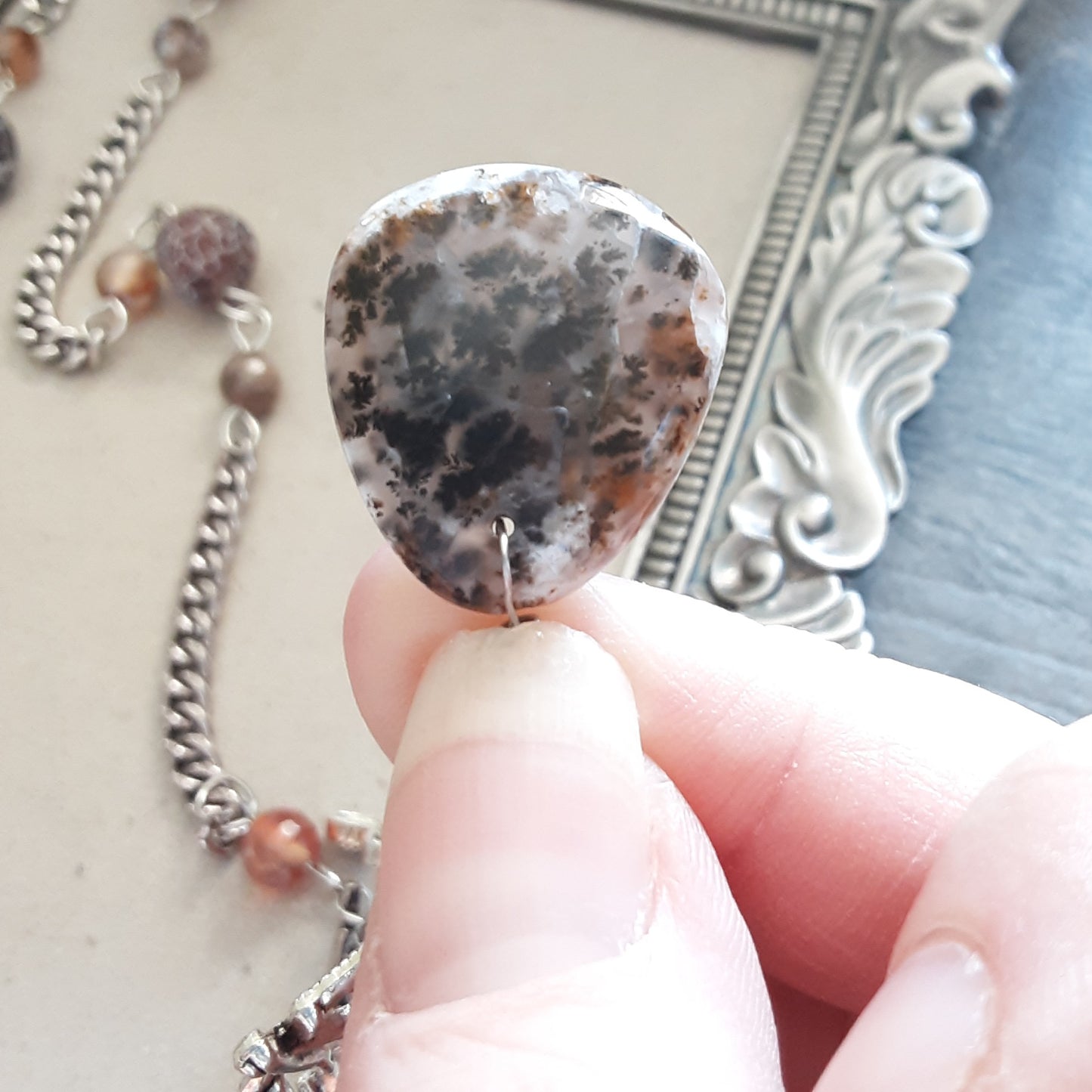 Cernunnos prayer beads with Dendritic Opal