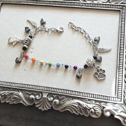 Rainbow bridge bracelet-silver paw