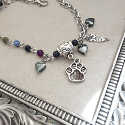 Rainbow bridge bracelet-silver paw