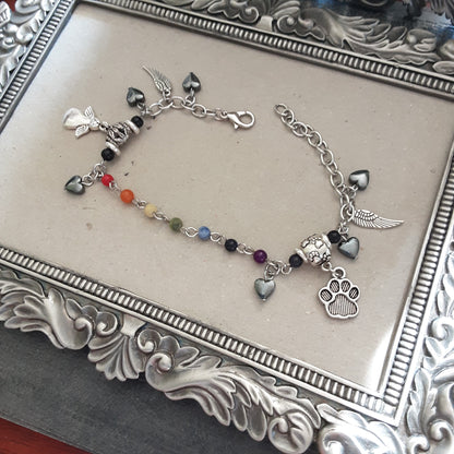 Rainbow bridge bracelet-silver paw