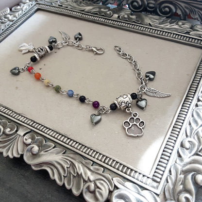 Rainbow bridge bracelet-silver paw